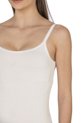 Özkan 27412 Kadın Viskon Kaşkorse Kumaş Esnek Rahat Tül Biyeli İp Askılı Atlet - Thumbnail