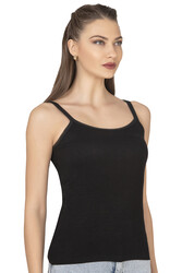 Özkan 27412 Kadın Viskon Kaşkorse Kumaş Esnek Rahat Tül Biyeli İp Askılı Atlet - Thumbnail