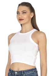Özkan 27425 Kadın Pamuklu Kaşkorse Fitilli Halter Yaka Esnek Rahat Geniş Biyeli Crop Atlet Büstiyer - Thumbnail