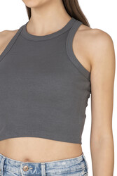 Özkan 27425 Kadın Pamuklu Kaşkorse Fitilli Halter Yaka Esnek Rahat Geniş Biyeli Crop Atlet Büstiyer - Thumbnail