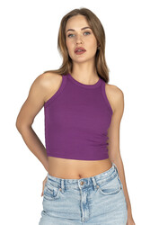 Özkan 27425 Kadın Pamuklu Kaşkorse Fitilli Halter Yaka Esnek Rahat Geniş Biyeli Crop Atlet Büstiyer - Thumbnail