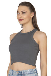 Özkan 27425 Kadın Pamuklu Kaşkorse Fitilli Halter Yaka Esnek Rahat Geniş Biyeli Crop Atlet Büstiyer - Thumbnail