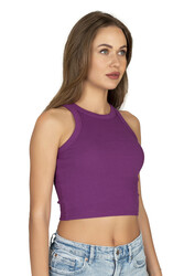 Özkan 27425 Kadın Pamuklu Kaşkorse Fitilli Halter Yaka Esnek Rahat Geniş Biyeli Crop Atlet Büstiyer - Thumbnail