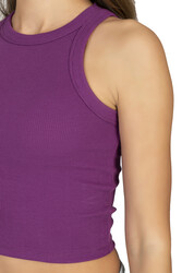 Özkan 27425 Kadın Pamuklu Kaşkorse Fitilli Halter Yaka Esnek Rahat Geniş Biyeli Crop Atlet Büstiyer - Thumbnail