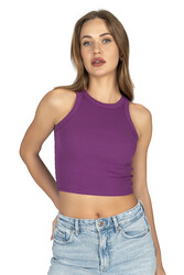 Özkan 27425 Kadın Pamuklu Kaşkorse Fitilli Halter Yaka Esnek Rahat Geniş Biyeli Crop Atlet Büstiyer - Thumbnail
