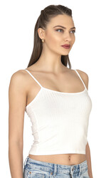 Özkan 27434 Kadın Viskon Kaşkorse Esnek Rahat Ayarlanabilir İp Askılı Crop Atlet Büstiyer - Thumbnail