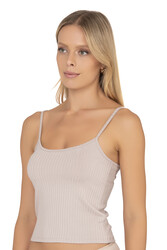 Özkan 27434 Kadın Viskon Kaşkorse Esnek Rahat Ayarlanabilir İp Askılı Crop Atlet Büstiyer - Thumbnail