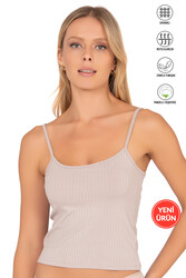 Özkan 27434 Kadın Viskon Kaşkorse Esnek Rahat Ayarlanabilir İp Askılı Crop Atlet Büstiyer - Thumbnail