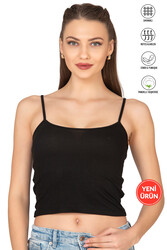 Özkan 27434 Kadın Viskon Kaşkorse Esnek Rahat Ayarlanabilir İp Askılı Crop Atlet Büstiyer - Thumbnail
