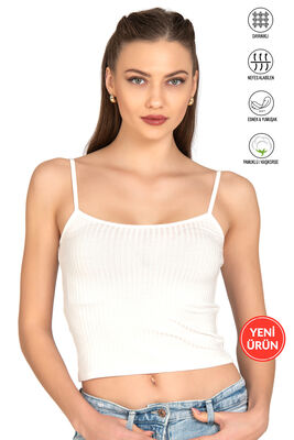 Özkan Underwear - Özkan 27434 Kadın Viskon Kaşkorse Esnek Rahat Ayarlanabilir İp Askılı Crop Atlet Büstiyer