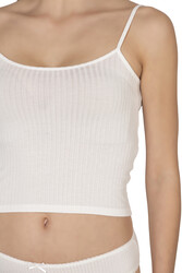 Özkan 27434 Kadın Viskon Kaşkorse Esnek Rahat Ayarlanabilir İp Askılı Crop Atlet Büstiyer - Thumbnail