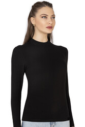 Özkan 27451 Kadın Yarım Balıkçı Yaka Preminyum Vorteks Viskon Kumaş Esnek Rahat Body Bluz - Thumbnail