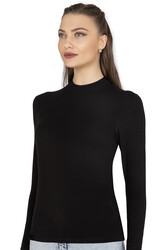 Özkan 27451 Kadın Yarım Balıkçı Yaka Preminyum Vorteks Viskon Kumaş Esnek Rahat Body Bluz - Thumbnail