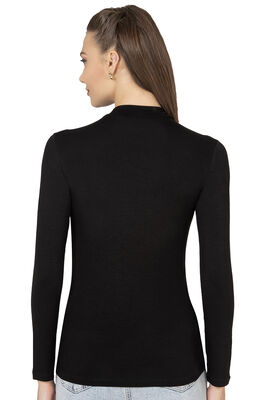 Özkan Underwear - Özkan 27451 Kadın Yarım Balıkçı Yaka Preminyum Vorteks Viskon Kumaş Esnek Rahat Body Bluz (1)