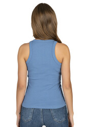 Özkan 27464 Kadın Pamuklu Kaşkorse Fitilli Esnek Rahat Halter Yaka Geniş Biyeli Örme Atlet - Thumbnail