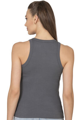 Özkan Underwear - Özkan 27464 Kadın Pamuklu Kaşkorse Fitilli Esnek Rahat Halter Yaka Geniş Biyeli Örme Atlet (1)