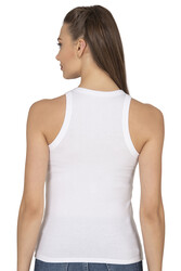 Özkan 27464 Kadın Pamuklu Kaşkorse Fitilli Esnek Rahat Halter Yaka Geniş Biyeli Örme Atlet - Thumbnail