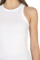 Özkan 27464 Kadın Pamuklu Kaşkorse Fitilli Esnek Rahat Halter Yaka Geniş Biyeli Örme Atlet - Thumbnail