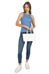 Özkan 27464 Kadın Pamuklu Kaşkorse Fitilli Esnek Rahat Halter Yaka Geniş Biyeli Örme Atlet - Thumbnail