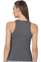 Özkan 27464 Kadın Pamuklu Kaşkorse Fitilli Esnek Rahat Halter Yaka Geniş Biyeli Örme Atlet - Thumbnail