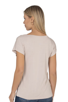 Özkan Underwear - Özkan 27468 Kadın Premium Kumaş Önü Baskılı Likralı Örme Bluz (1)