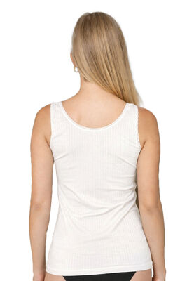 Özkan Underwear - Özkan 27653 Kadın Premium Kumaş Viskon Kaşkorse Esnek Rahat Yakası Dantel Detaylı Atlet (1)