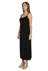 Özkan 27669 Kadın Viskon Premium Kumaş Uzun Boy İp Askılı Kombinezon Astar Elbise Jüpon - Thumbnail