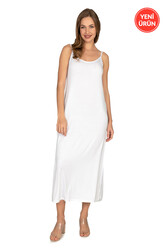 Özkan 27669 Kadın Viskon Premium Kumaş Uzun Boy İp Askılı Kombinezon Astar Elbise Jüpon - Thumbnail