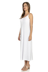 Özkan 27669 Kadın Viskon Premium Kumaş Uzun Boy İp Askılı Kombinezon Astar Elbise Jüpon - Thumbnail