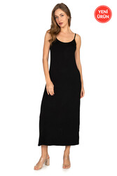 Özkan 27669 Kadın Viskon Premium Kumaş Uzun Boy İp Askılı Kombinezon Astar Elbise Jüpon - Thumbnail