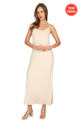 Özkan 27669 Kadın Viskon Premium Kumaş Uzun Boy İp Askılı Kombinezon Astar Elbise Jüpon - Thumbnail