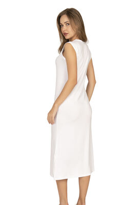 Özkan Underwear - Özkan 27670 Kadın Viskon Premium Kumaş Uzun Boy Kapalı Yaka Tesettür Astar Kombinezon Sıfır Kol Elbise Jüpon (1)