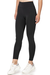 Özkan 27682 Kadın İnterlok Kumaş Likralı Yüksek Bel Esnek Rahat Düz Uzun Tayt - Thumbnail