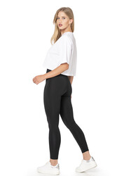 Özkan 27682 Kadın İnterlok Kumaş Likralı Yüksek Bel Esnek Rahat Düz Uzun Tayt - Thumbnail