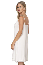 Özkan 27731 Kadın Viskon Premium Kumaş Kaşkorse Dantel Detaylı Diz Üstü Kombinezon Elbise Astar Jüpon - Thumbnail