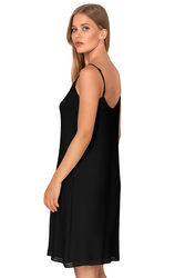 Özkan 27731 Kadın Viskon Premium Kumaş Kaşkorse Dantel Detaylı Diz Üstü Kombinezon Elbise Astar Jüpon - Thumbnail