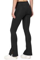 Özkan 27743 Kadın İnterlok Kumaş Likralı Toparlayıcı Yüksek Bel Yırtmaçlı İspanyol Paça Uzun Tayt - Thumbnail