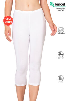 Özkan Underwear - Özkan 27778 Kadın Premium Kumaş Modal Pamuklu Diz Altı Düz Kapri Tayt Esnek Rahat Yumuşak