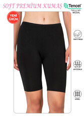 Özkan 27780 Kadın Premium Kumaş Modal Pamuklu Esnek Rahat Diz Üstü Toparlayıcı Yüksek Bel Kısa Tayt - Thumbnail