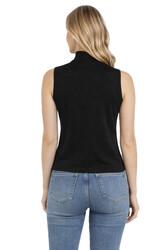 Özkan 27813 Kadın Premium Kumaş Pamuklu Modal Balıkçı Yaka Sıfır Kol Body T-Shirt Bluz - Thumbnail