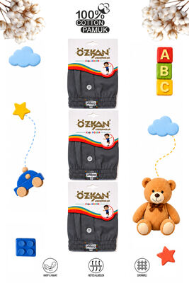 Özkan Underwear - Özkan 31223 3'lü Paket Erkek Çocuk %100 Pamuklu Premium Kumaş Rahat Klasik Kesim Süprem Penye Boxer Şort Külot