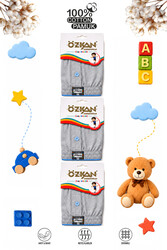 Özkan 31223 3'lü Paket Erkek Çocuk %100 Pamuklu Premium Kumaş Rahat Klasik Kesim Süprem Penye Boxer Şort Külot - Thumbnail