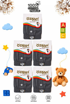 Özkan Underwear - Özkan 31223 5'li Paket Erkek Çocuk %100 Pamuklu Premium Kumaş Rahat Klasik Kesim Süprem Penye Boxer Şort Külot