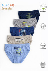 Özkan 31801 5'li Paket Erkek Çocuk Karışık Renkli Desenli Pamuklu Yumuşak Rahat Slip Külot - Thumbnail