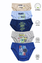Özkan 31801 5'li Paket Erkek Çocuk Karışık Renkli Desenli Pamuklu Yumuşak Rahat Slip Külot - Thumbnail