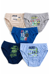 Özkan 31801 5'li Paket Erkek Çocuk Karışık Renkli Desenli Pamuklu Yumuşak Rahat Slip Külot - Thumbnail