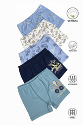 Özkan 31802 5'li Paket Erkek Çocuk Pamuklu Karışık Renkli Desenli Yumuşak Rahat Şort Boxer - Thumbnail