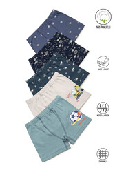 Özkan 31802 5'li Paket Erkek Çocuk Pamuklu Karışık Renkli Desenli Yumuşak Rahat Şort Boxer - Thumbnail