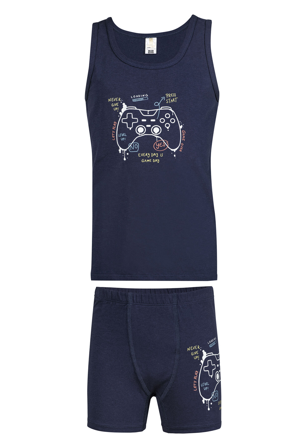 Özkan 32032 Erkek Pamuklu Lacivert Kalın Askılı Atlet Şort İç Giyim Takım