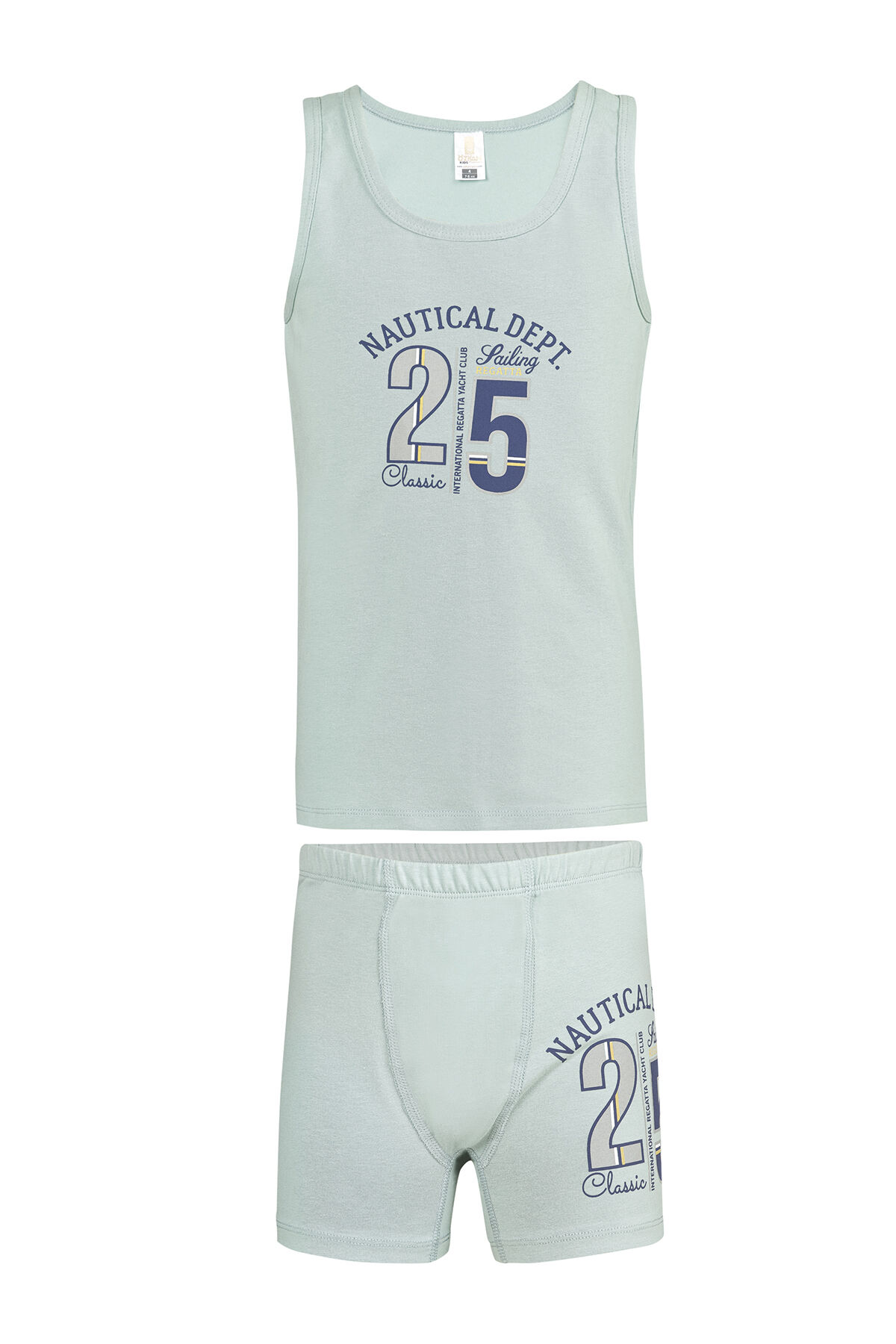 Özkan 32036 Erkek Çocuk Pamuklu Yeşil Kalın Askılı Atlet Şort İç Giyim Takım